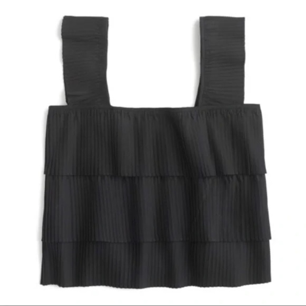J. Crew Pleated Ruffled Top in Black